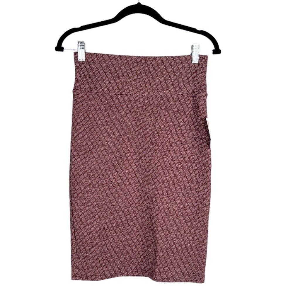 LulaRoe Cassie Brown Diamond‎ Print Stretch Pencil Skirt Size XS New with tags!